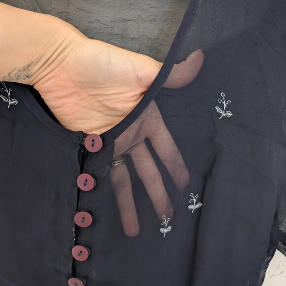 Vintage Victoria Holley 2 Piece Sheer Maxi Dress Buttons Size PM 90s - Picture 10 of 14